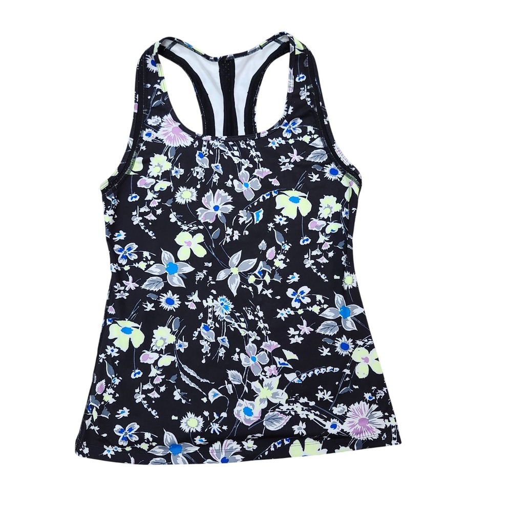 GapFit Active Tank Top Floral Racerback Athletic Sleeveless Black Small